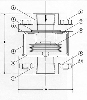 Cross-section drawing of the Series 50 trap with numbered parts