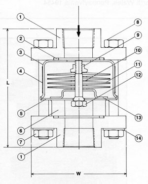 Cross-section drawing of the Series 56 trap with numbered parts